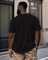 Men's Plus Size Daily Casual Black Abstract Floral Print Henry Collar Button Short Sleeve T-Shirt